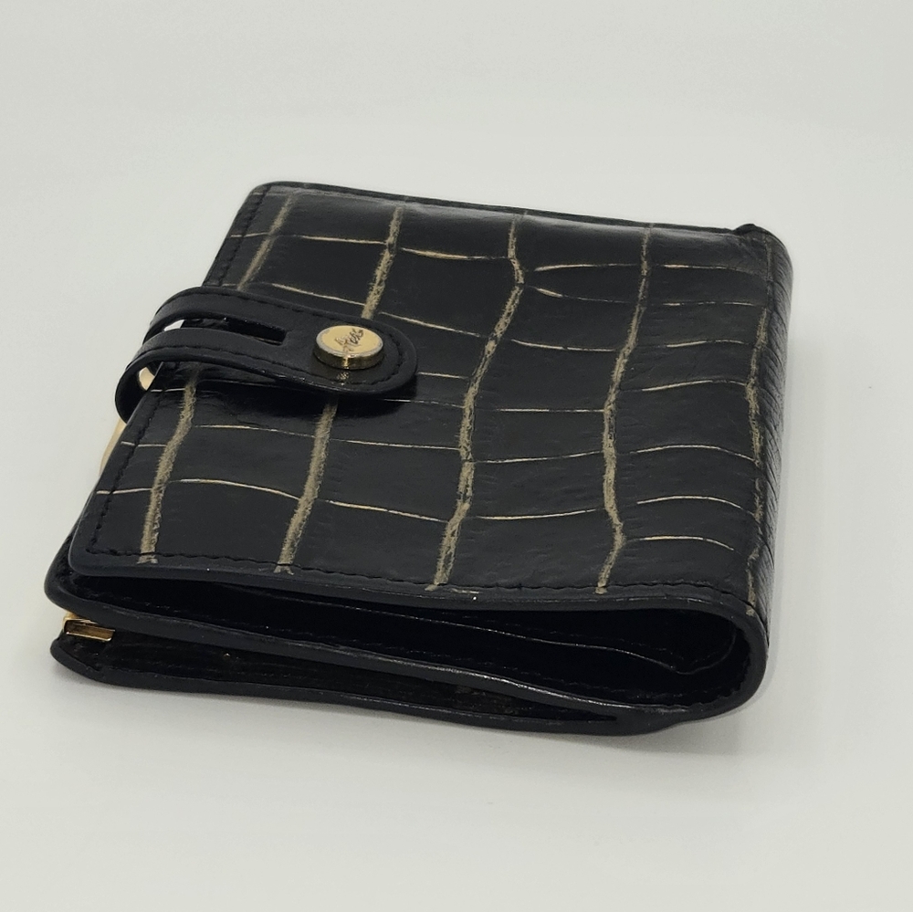 Abas Black & Gold Alligator Leather‎ Kisslock Wallet Vintage - Picture 5 of 8